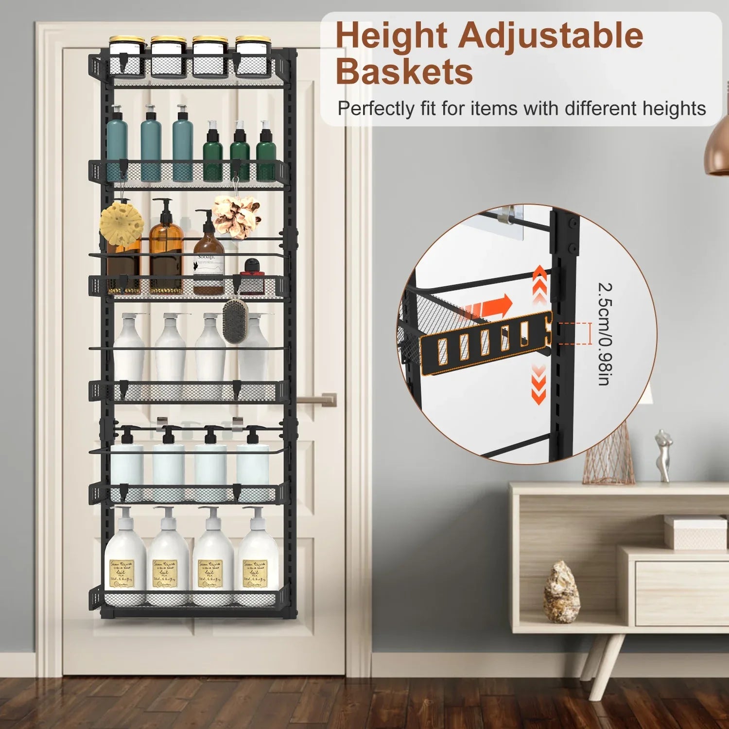 6-Tier Over-Door Pantry Organizer, 110 lb Carbon Steel-SROYAS 
