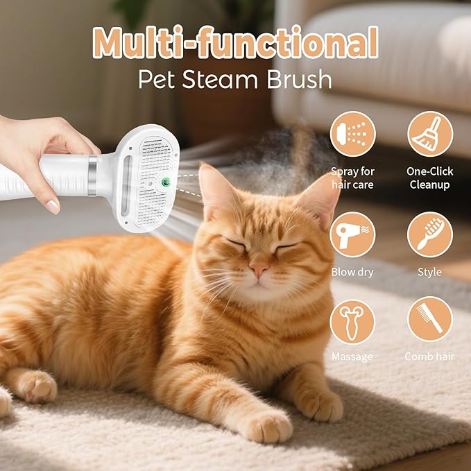 3-in-1 Steam Pet Grooming Tool: Spray Brush & Comb-SROYAS 