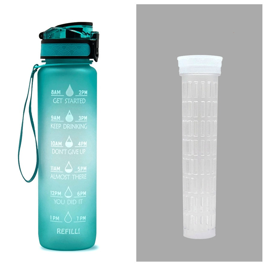 Motivational Water Bottle 1L with Time Marker - BPA Free