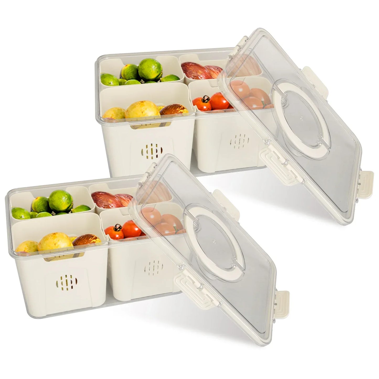 2-Pack Airtight Fruit Storage Containers – 8 Colander Baskets, 227oz-SROYAS -Pack:2Pcs