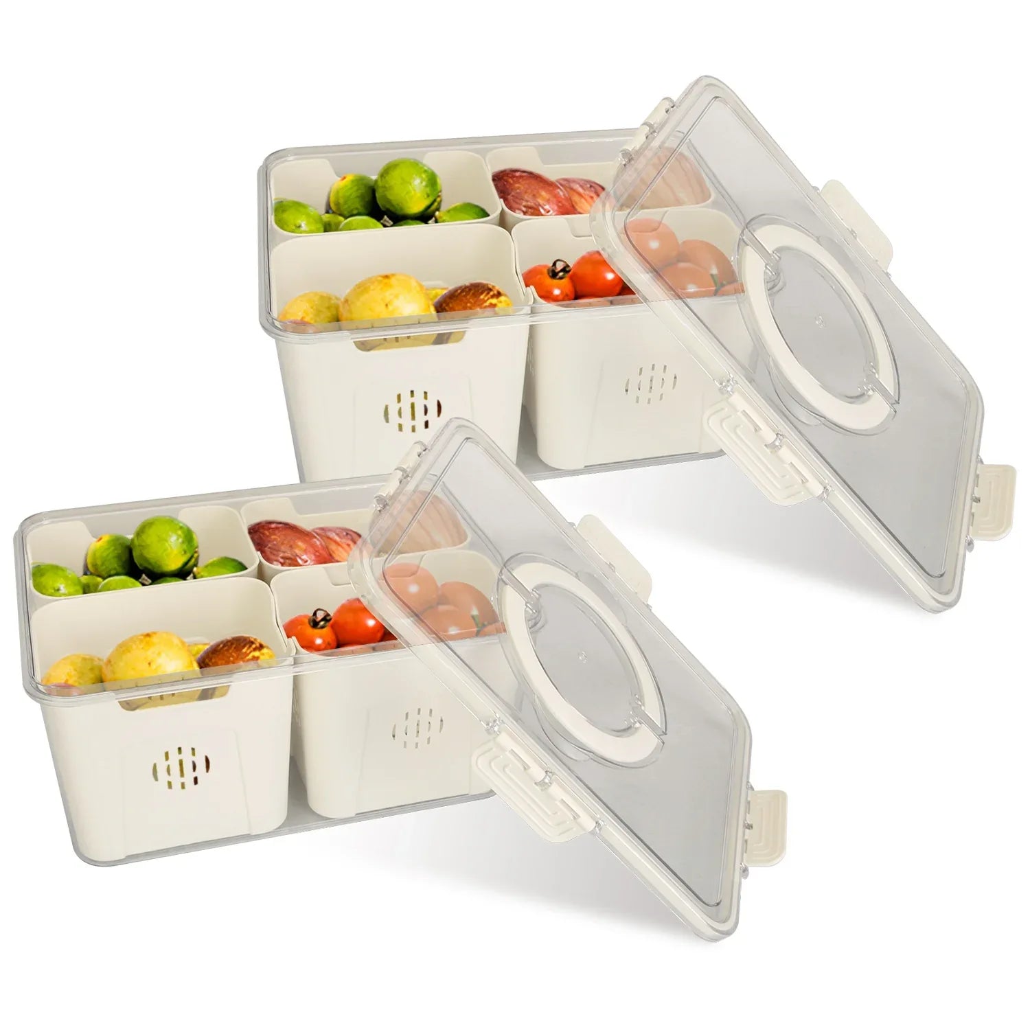 2-Pack Airtight Fruit Storage Containers – 8 Colander Baskets, 227oz-SROYAS -Pack:2Pcs