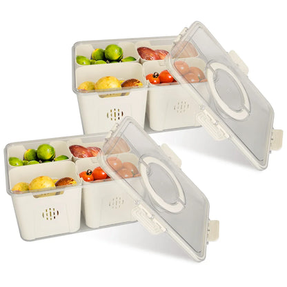 2-Pack Airtight Fruit Storage Containers – 8 Colander Baskets, 227oz-SROYAS -Pack:2Pcs