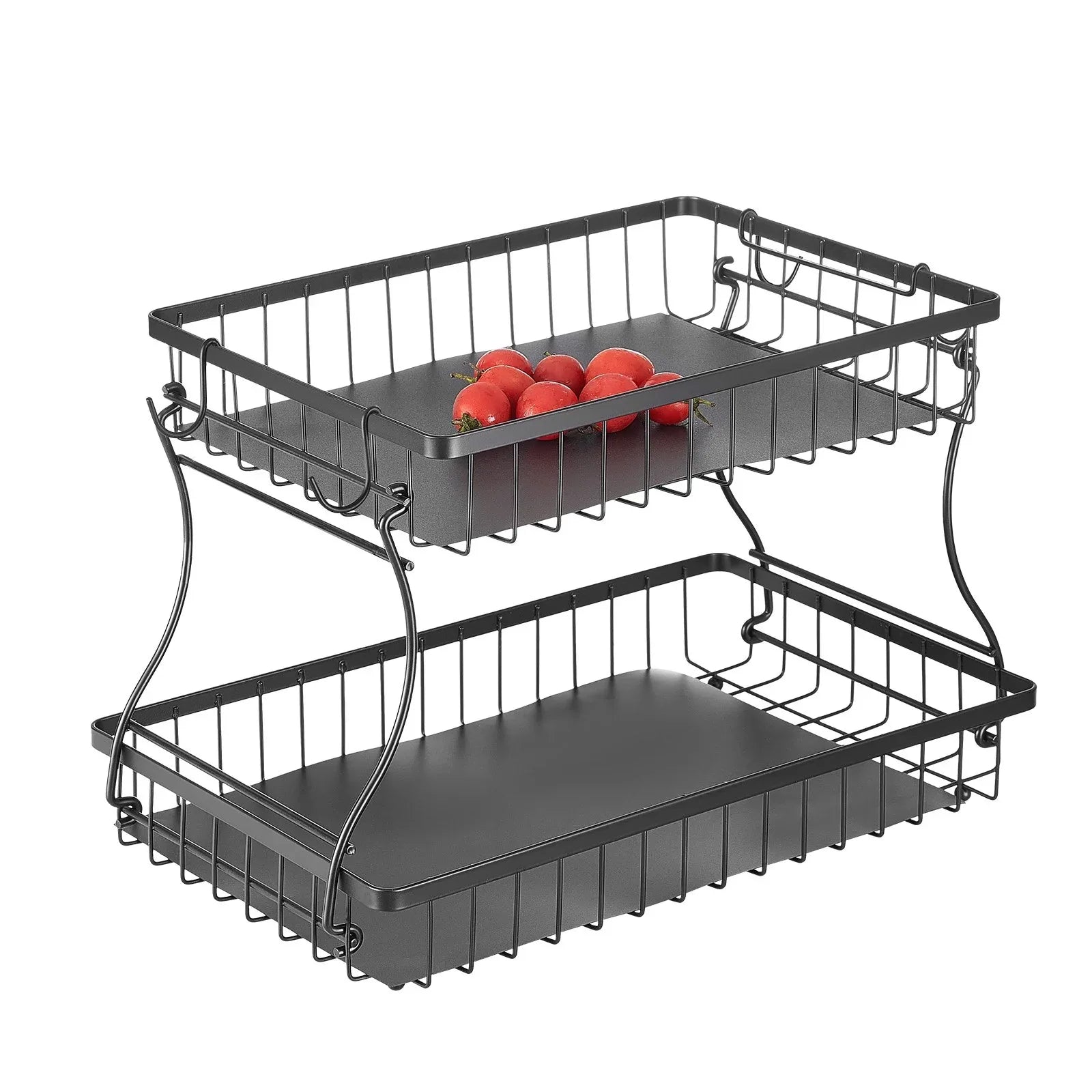 2-Tier Countertop Fruit Basket Stand with Banana Hanger-SROYAS 