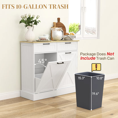 Farmhouse Tilt-Out Trash Cabinet with 3-Tier Spice Rack-SROYAS 