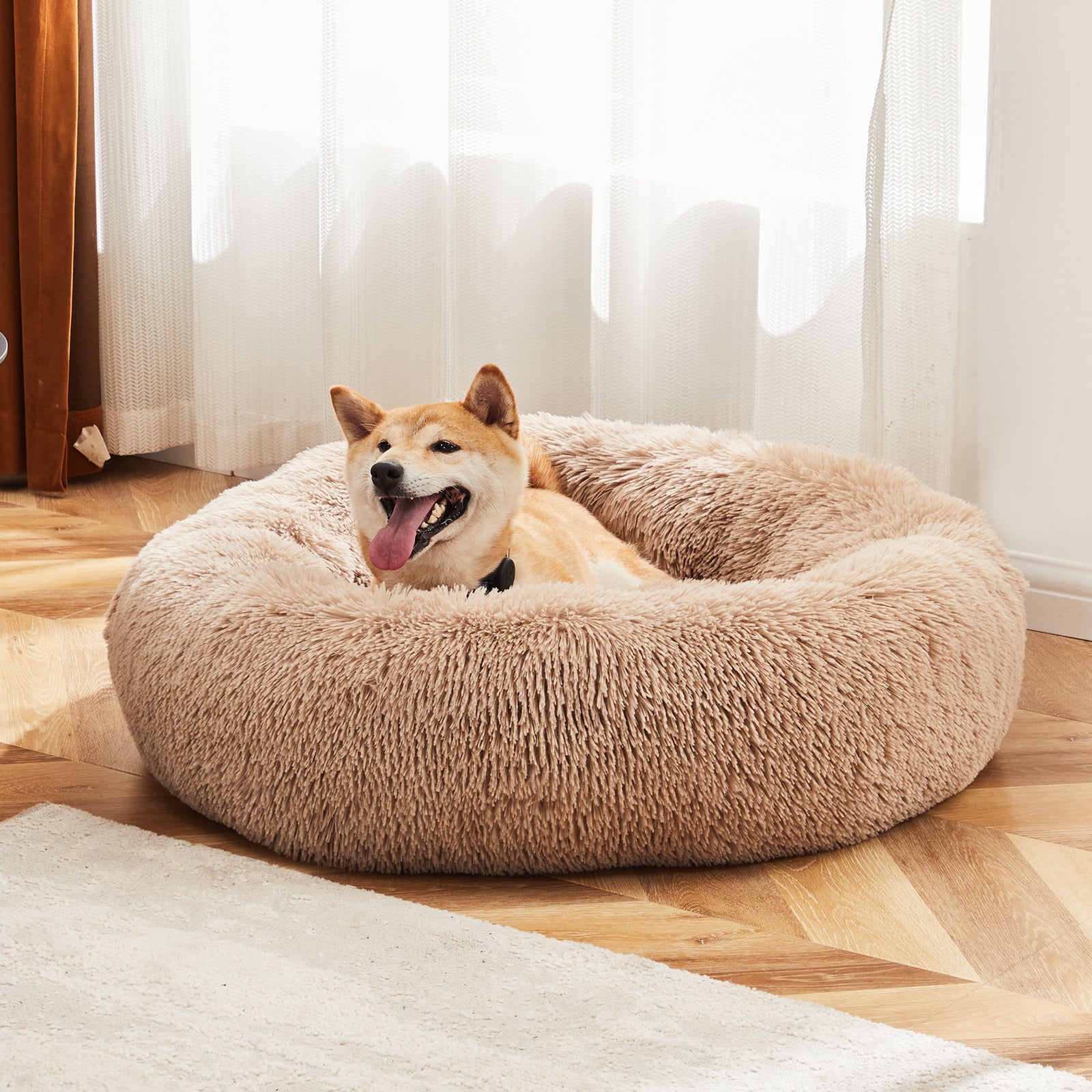 24" Faux Fur Bed For Cats & Dogs - Non-Slip & Easy to Clean
