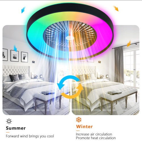 23-Inch Smart Ceiling Fan with RGB Light & Remote Control-SROYAS 