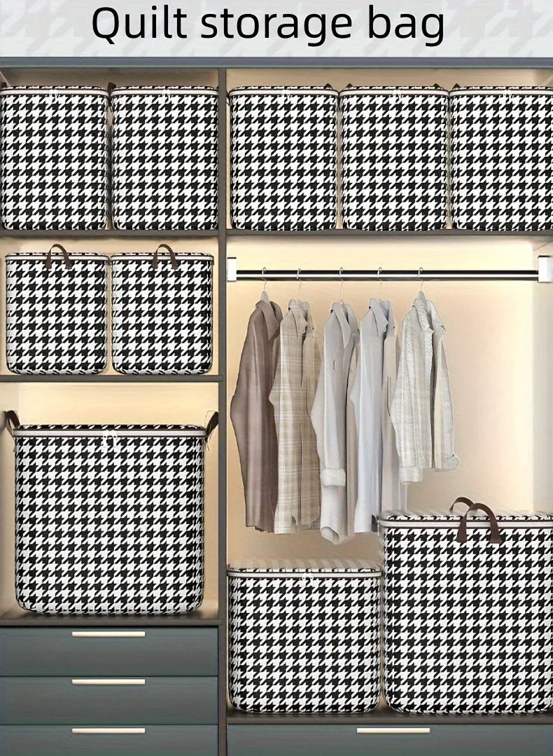 3-Piece Foldable Storage Bag Set - 100L, 140L and 180L Houndstooth for pantry food storage and kitchen organization - SROYAS