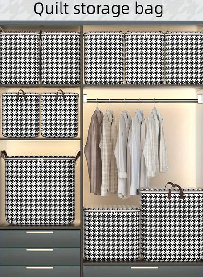 3-Piece Foldable Storage Bag Set - 100L, 140L and 180L Houndstooth for pantry food storage and kitchen organization - SROYAS