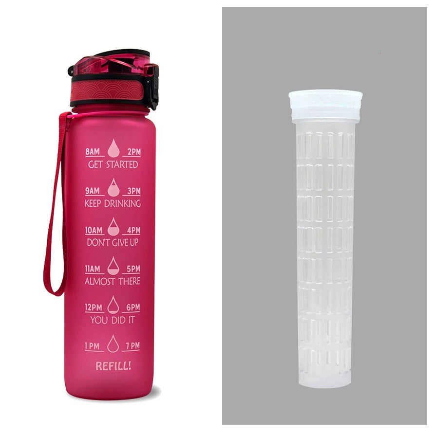 Motivational Water Bottle 1L with Time Marker - BPA Free