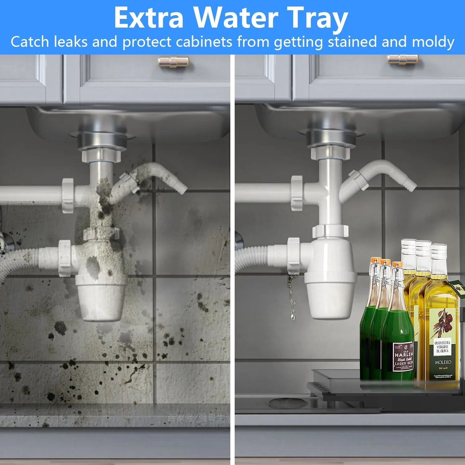 2-Tier Under Sink Pull-Out Organizer with Sliding Drawer-SROYAS 