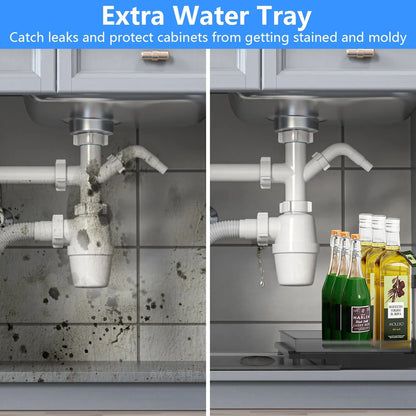 2-Tier Under Sink Pull-Out Organizer with Sliding Drawer-SROYAS 
