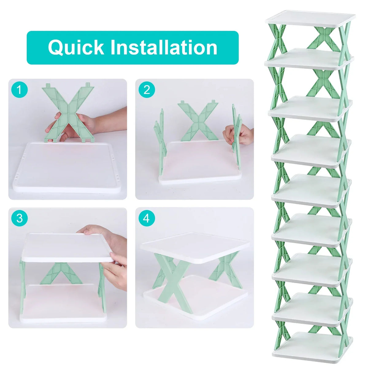 9-Tier Stackable Shoe Rack | Vertical Space-Saving Shoe Organizer by SROYAS for bedroom and closet storage - product image 6