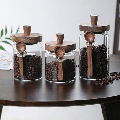 Glass Storage Jars with Spoons – Set of 3 | Airtight Borosilicate Jars for Coffee, Tea, Candy & Spices-SROYAS 