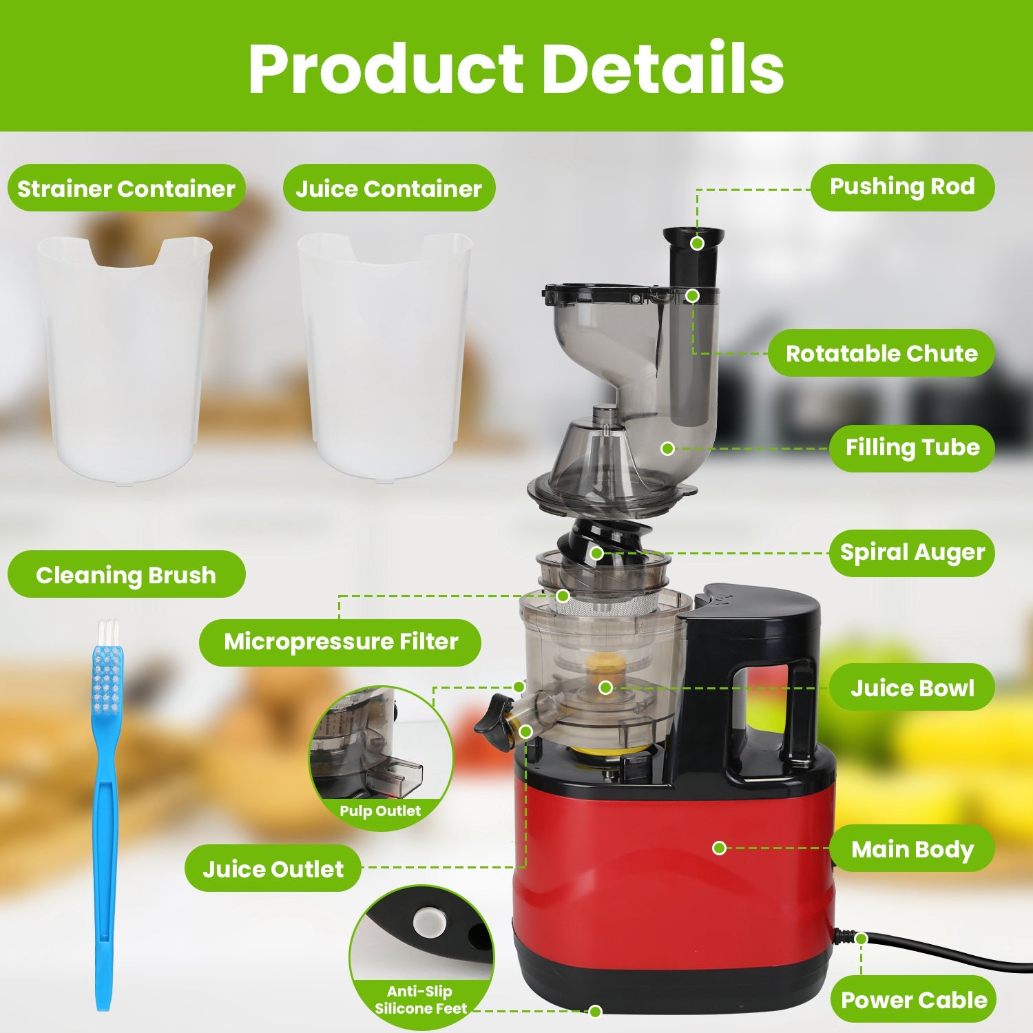 300W Cold Press Juicer – Up to 95% Yield, Easy Clean-SROYAS 