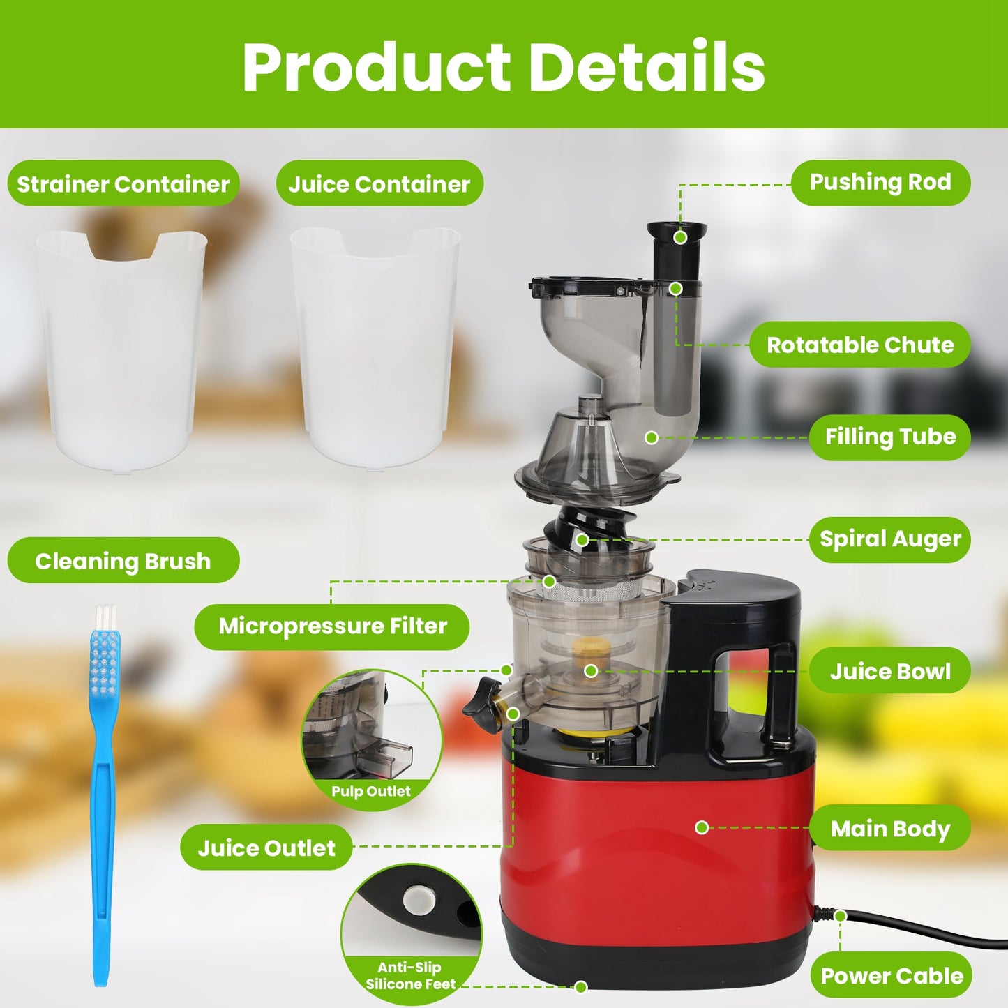 300W Cold Press Juicer – Up to 95% Yield, Easy Clean-SROYAS 