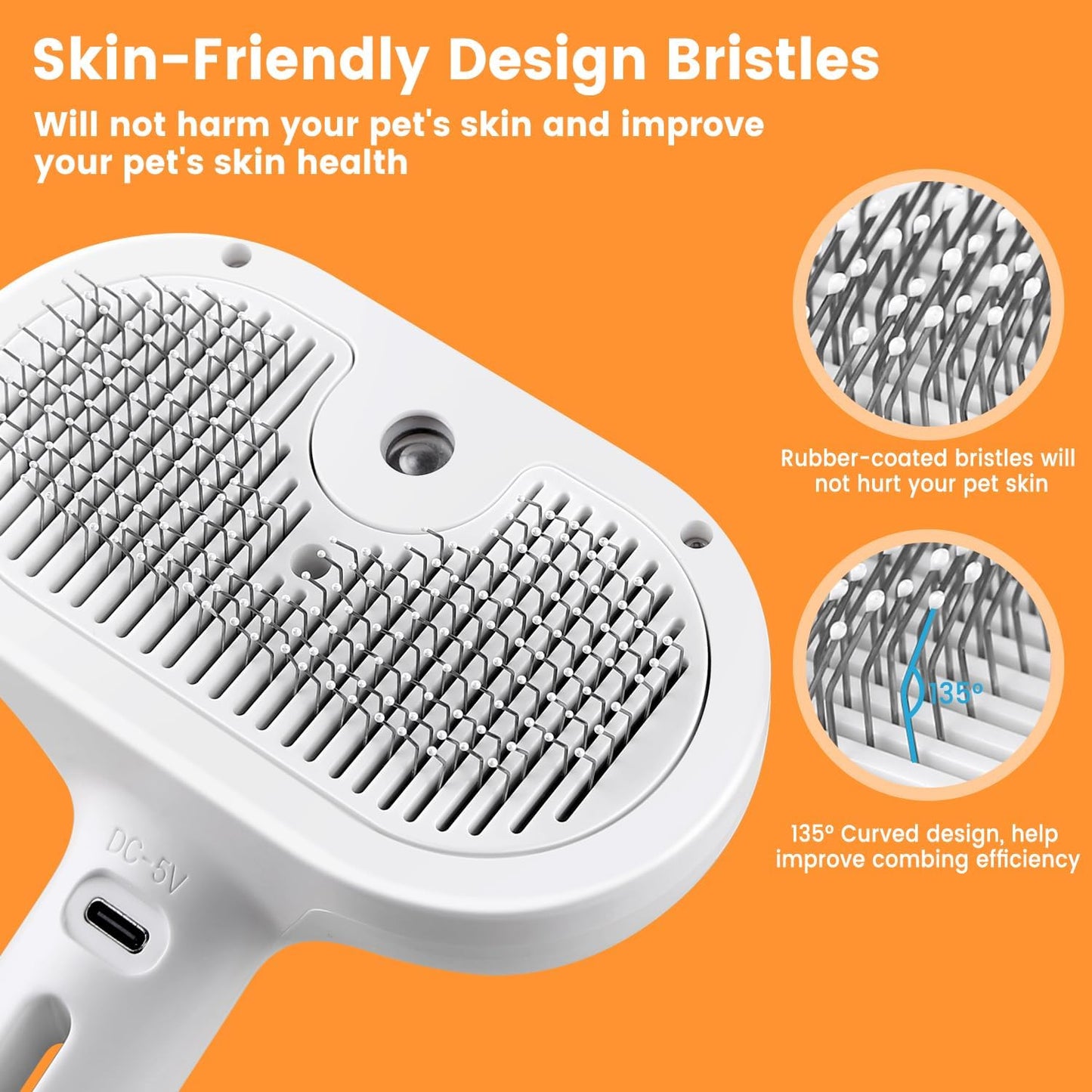 3-in-1 Steam Pet Grooming Tool: Spray Brush & Comb-SROYAS 