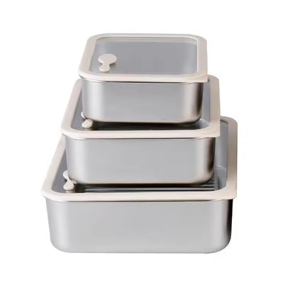Stainless Steel Food Storage Containers – Square Meal Prep & Freezer Organizer Set-SROYAS -Color:Silver-Specification:1set