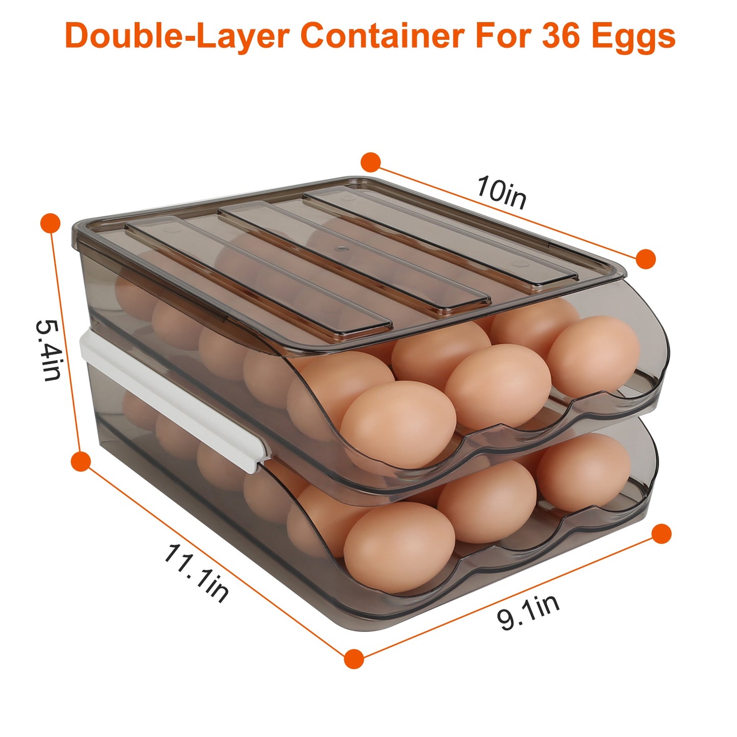 Double-Layer Egg Holder with Auto-Roll & Lid – Stores 36 Eggs-SROYAS 