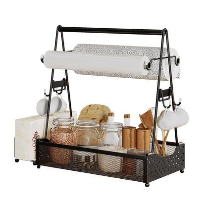 Metal Grill Utensil Caddy with Paper Towel Holder-SROYAS -Color:Black