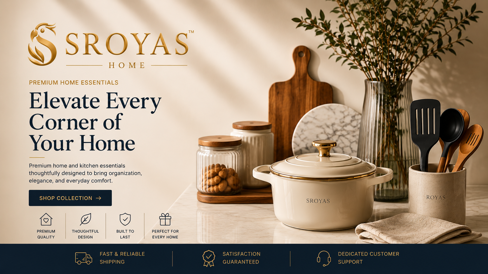 SROYAS home and kitchen organization essentials banner