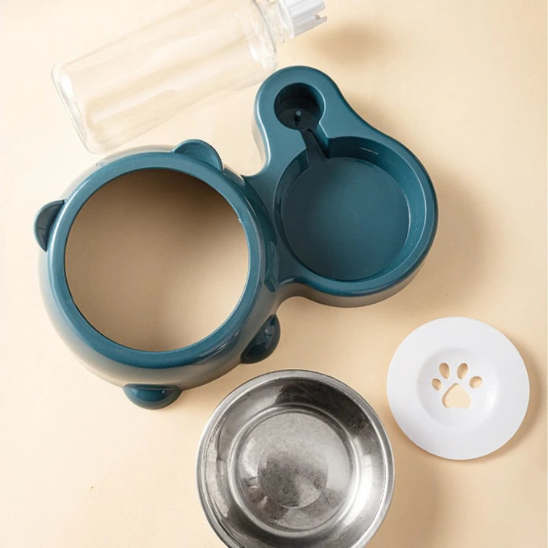 Automatic Pet Feeder & Water Dispenser – Slanted Mouth, No Battery Required