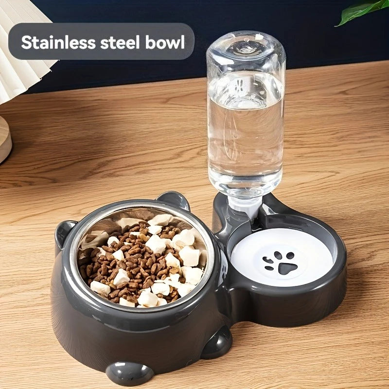 Automatic Pet Feeder & Water Dispenser – Slanted Mouth, No Battery Required
