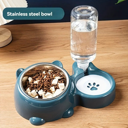 Automatic Pet Feeder & Water Dispenser – Slanted Mouth, No Battery Required