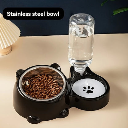 Automatic Pet Feeder & Water Dispenser – Slanted Mouth, No Battery Required