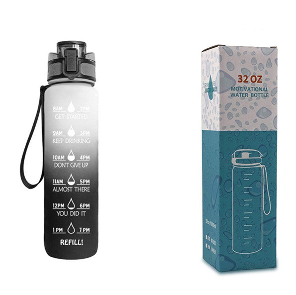 Motivational Water Bottle 1L with Time Marker - BPA Free