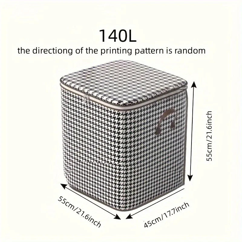 3-Piece Foldable Storage Bag Set - 100L, 140L and 180L Houndstooth for pantry food storage and kitchen organization - SROYAS