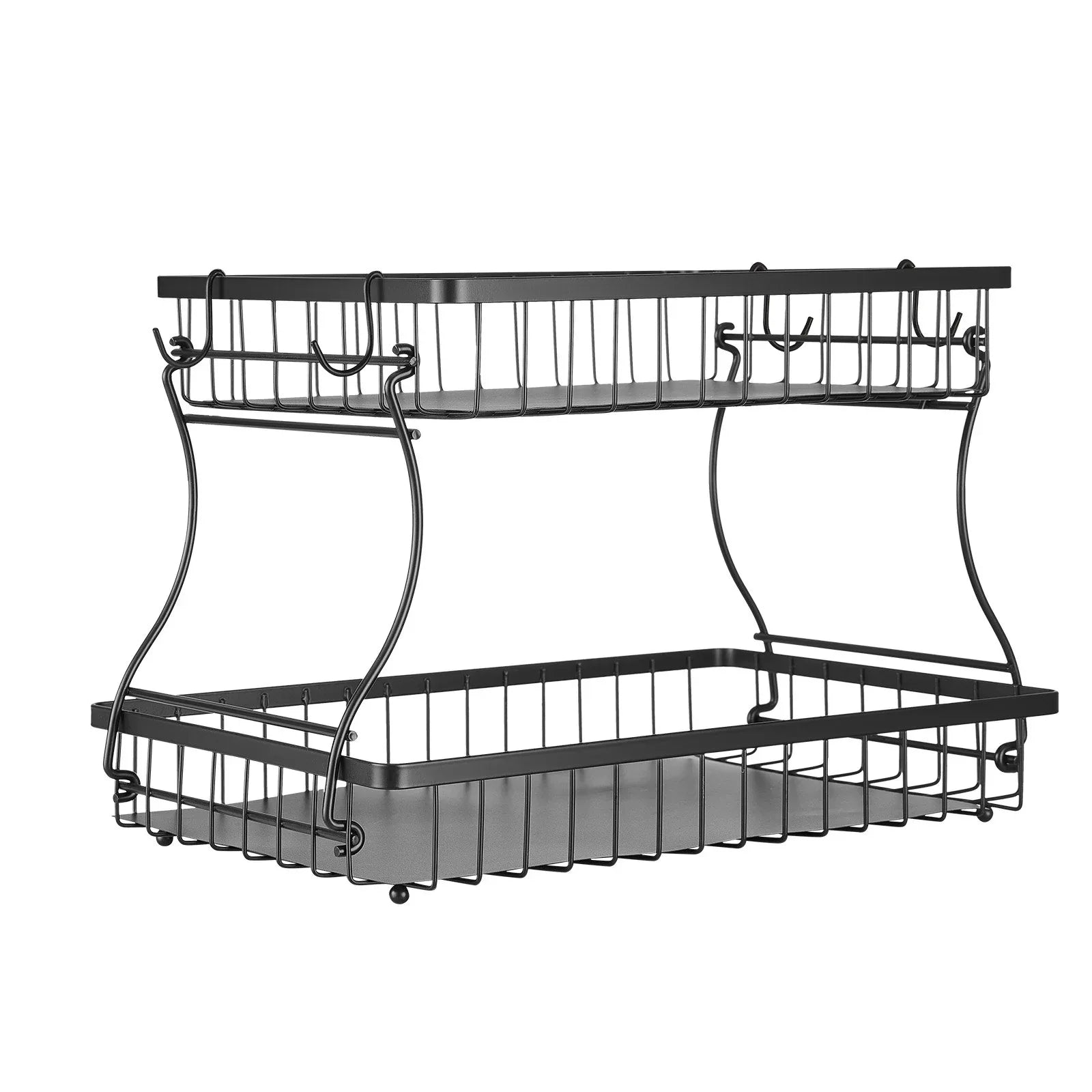 2-Tier Countertop Fruit Basket Stand with Banana Hanger-SROYAS 