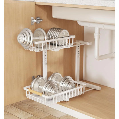 Under Sink Pull-Out Organizer – L-Shaped, 5-Level Adjustable Height-SROYAS 