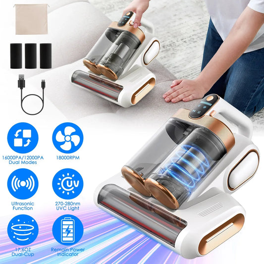 Cordless Mattress Vacuum Cleaner – UV Light & 16KPA Suction-SROYAS 