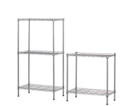 Shelves shown in taller and shorter configurations