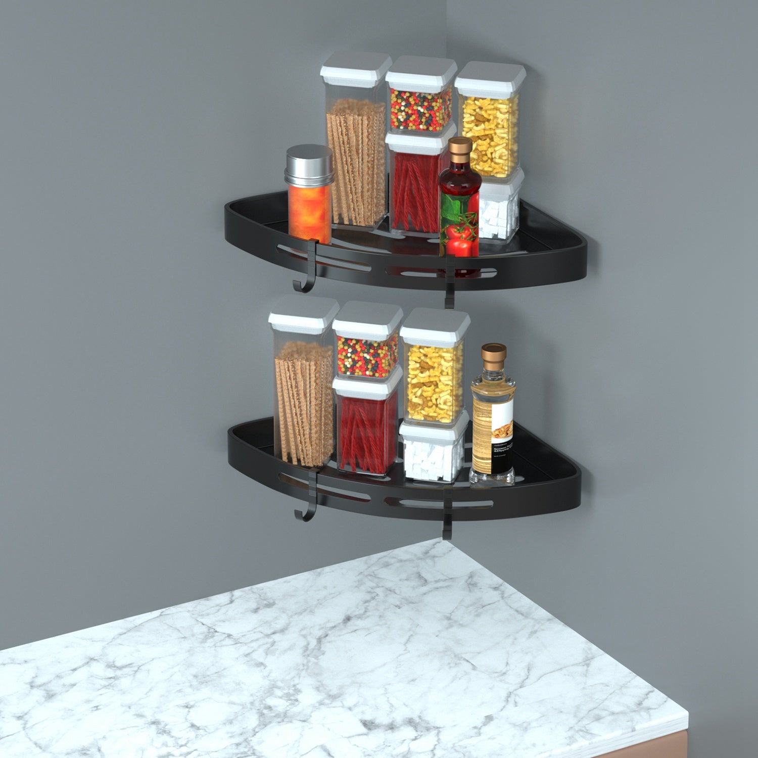 Aluminum Corner Shower Caddy Shelf Set (2pcs) view 4 for bathroom organization and vanity storage