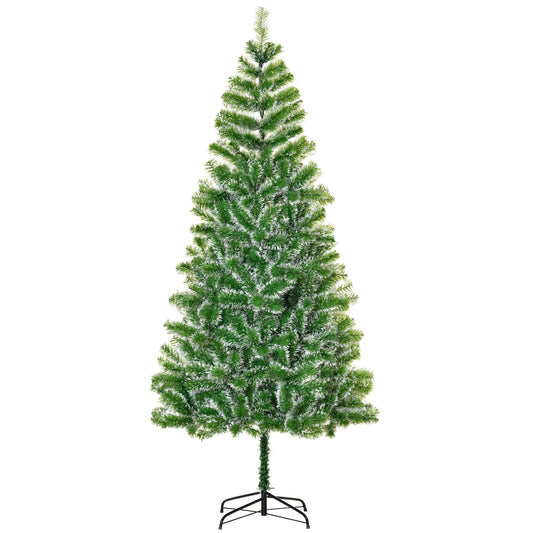 Green artificial Christmas tree with metal stand