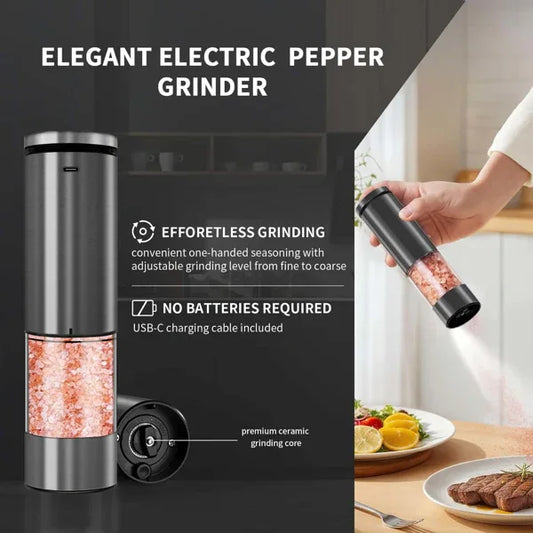 Electric Salt & Pepper Grinder Set – 2-Pack, Adjustable Grind-SROYAS 