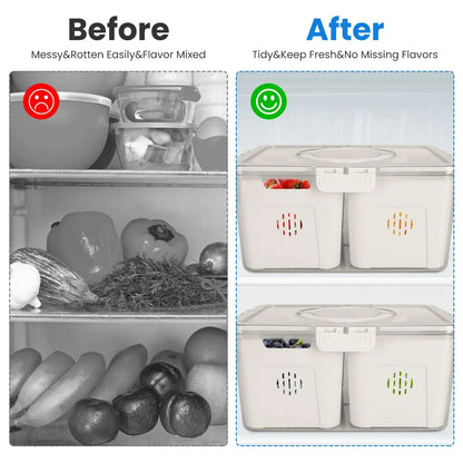 2-Pack Airtight Fruit Storage Containers – 8 Colander Baskets, 227oz-SROYAS 
