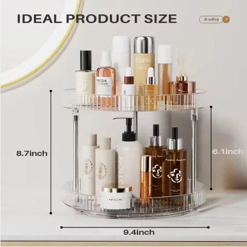 2-Pack 2-Tier Rotating Spice Rack Lazy Susan | 360° Spinning Kitchen Counter Organizer-SROYAS 