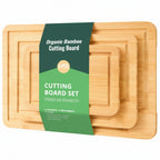 Bamboo Cutting Board Set | 3-Piece with Built-In Handle, Natural for kitchen organization and cabinet storage