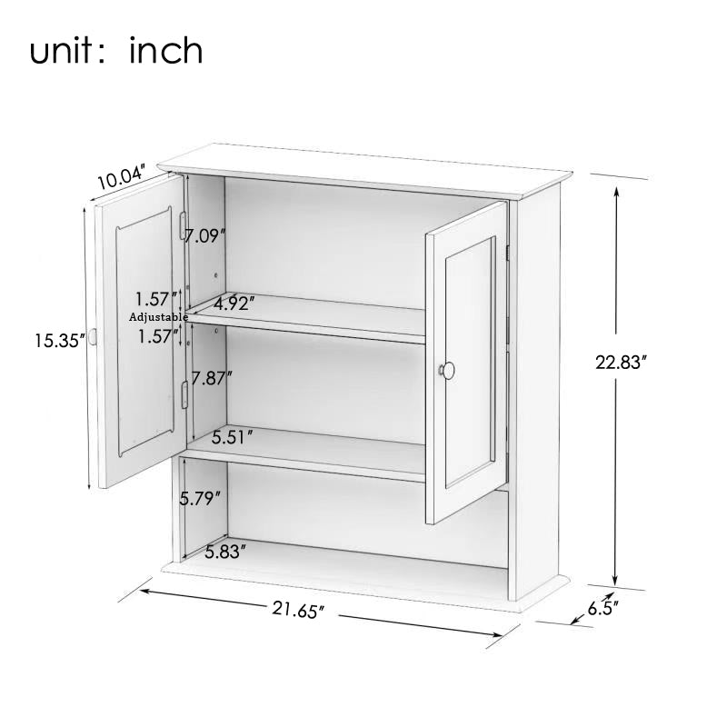 Bathroom Wall Cabinet with Double Mirror Doors view 4 for bathroom organization and vanity storage