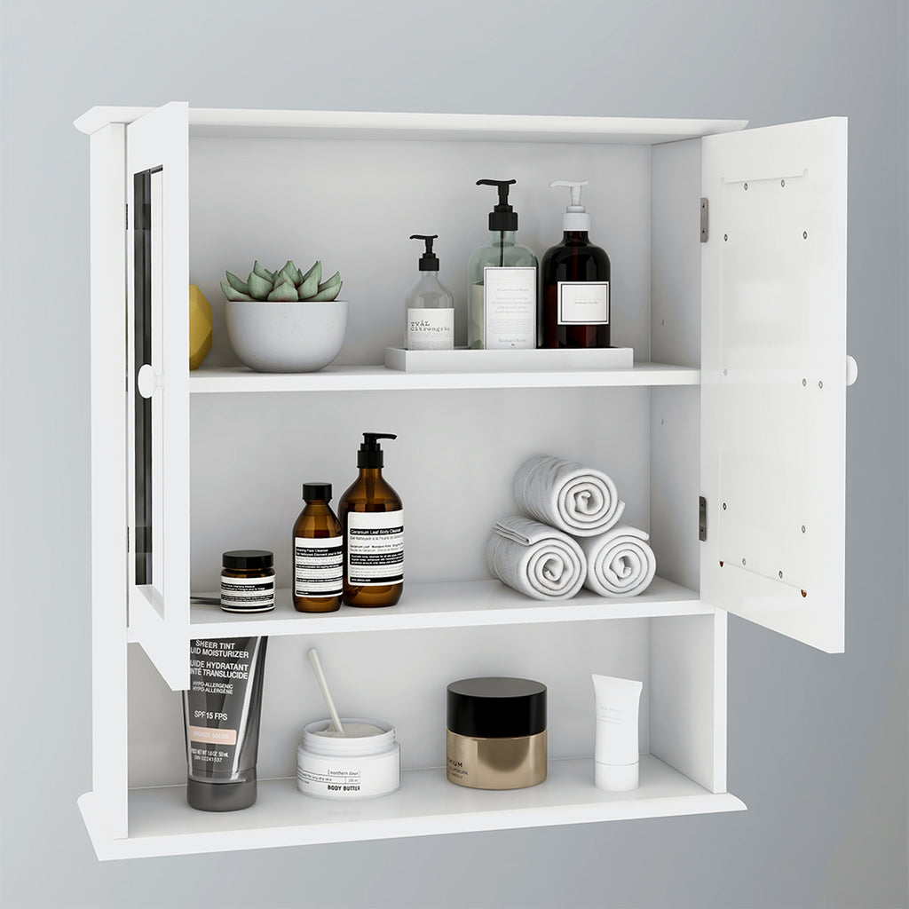 Bathroom Wall Cabinet with Double Mirror Doors view 5 for bathroom organization and vanity storage