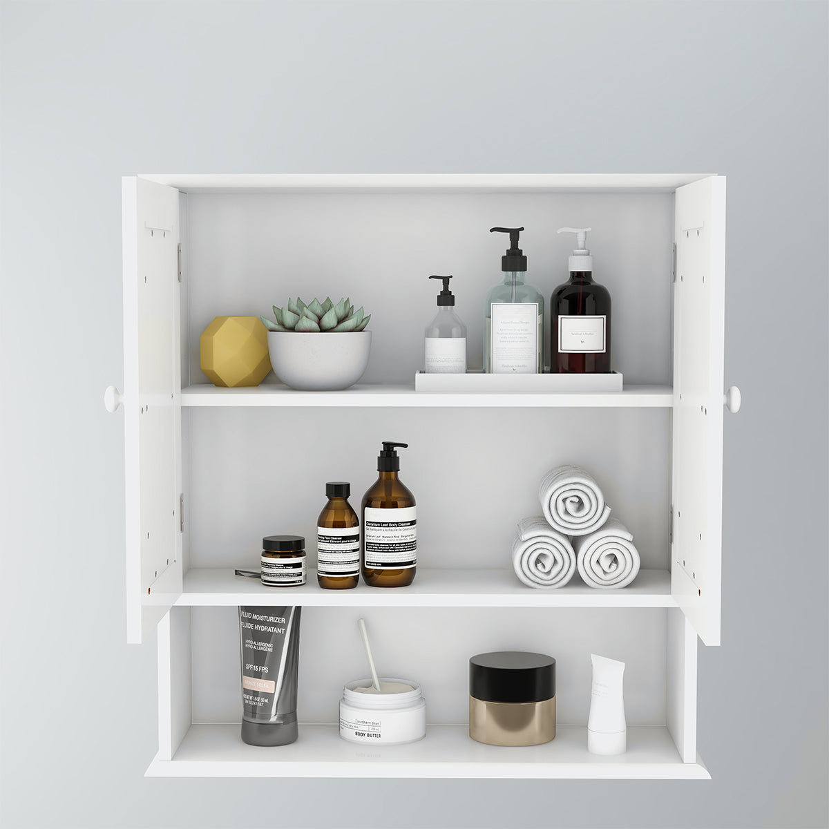Bathroom Wall Cabinet with Double Mirror Doors view 6 for bathroom organization and vanity storage