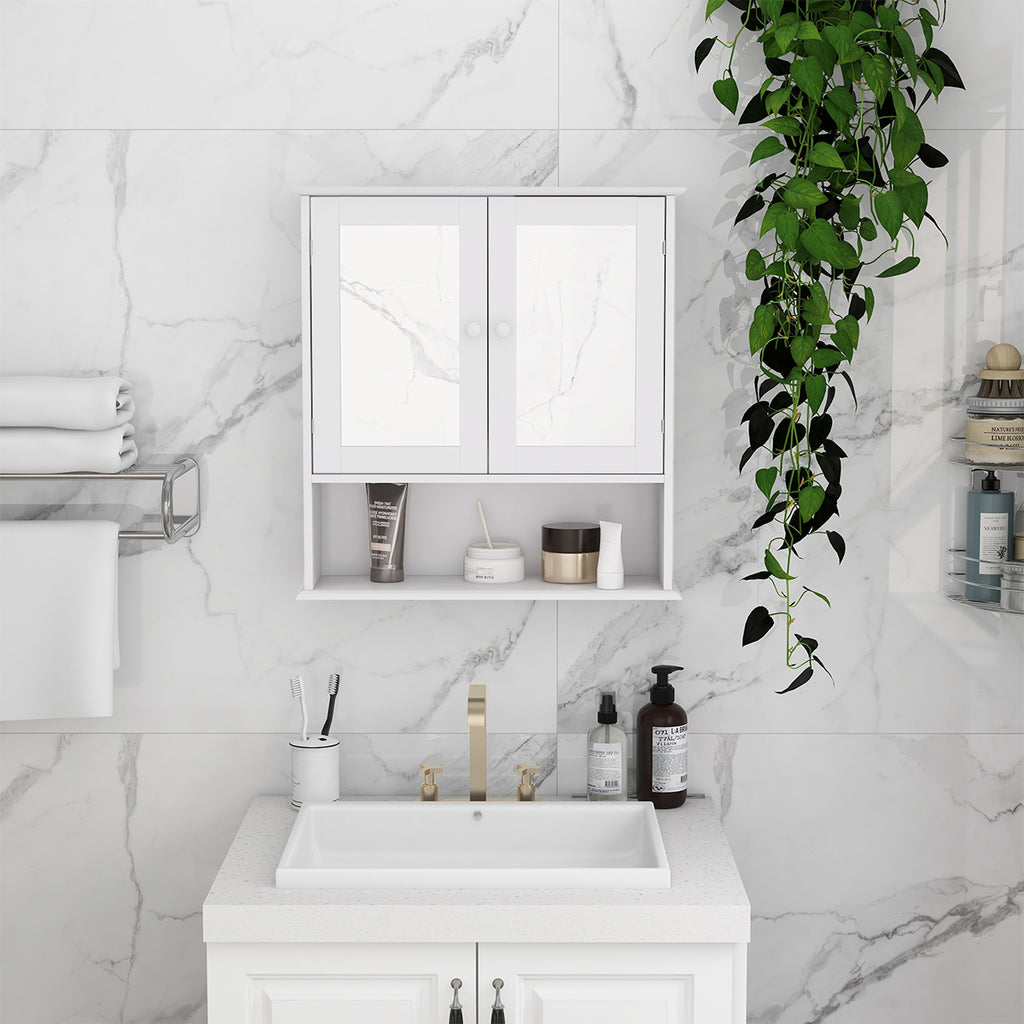 Bathroom Wall Cabinet with Double Mirror Doors view 7 for bathroom organization and vanity storage