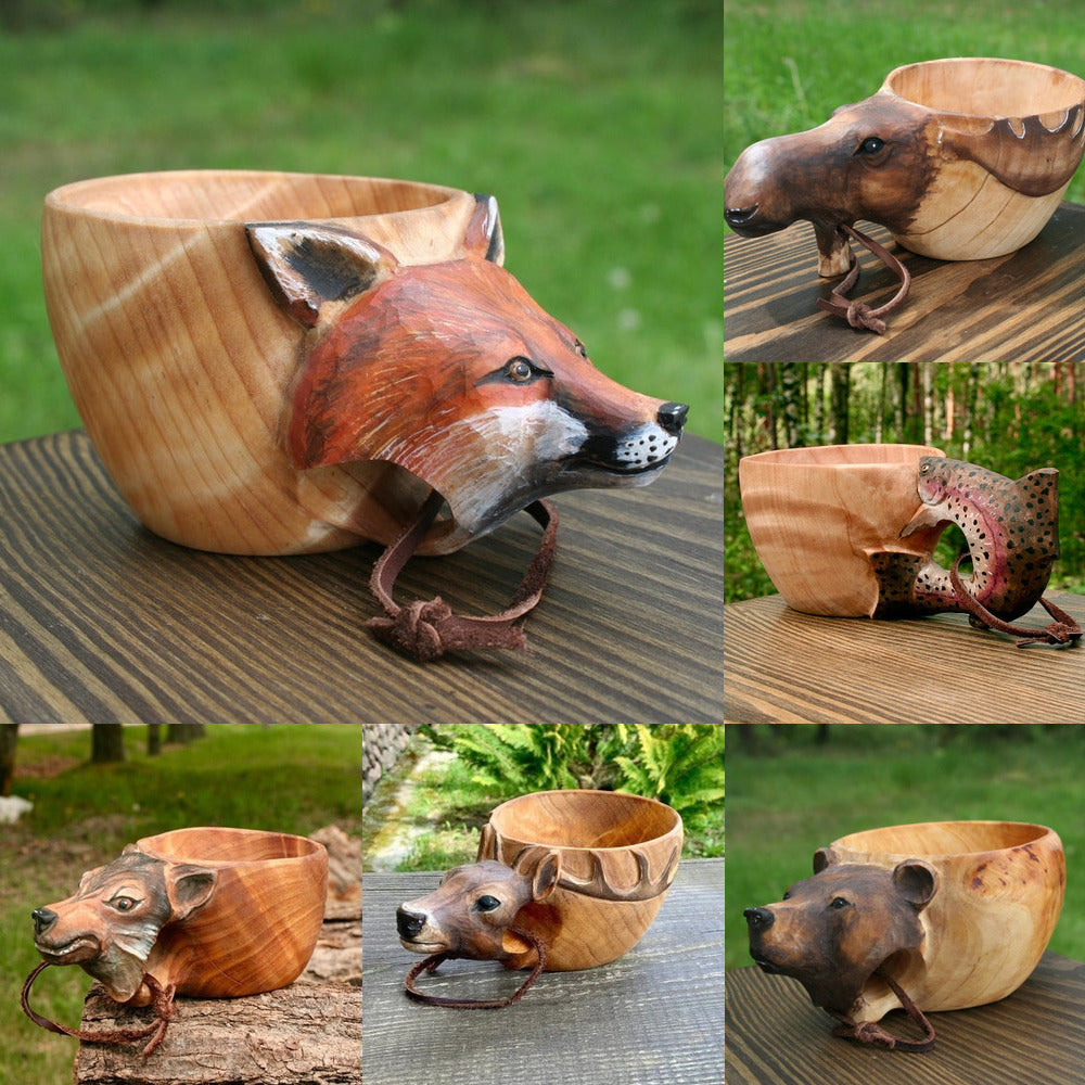 Hand Carved Wooden Mug - Unique Kuksa for Camping & Coffee-SROYAS 
