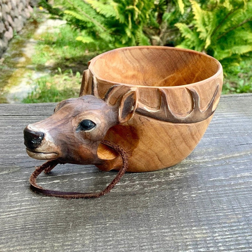 Hand Carved Wooden Mug - Unique Kuksa for Camping & Coffee-Home Essentials Products-SROYAS 
