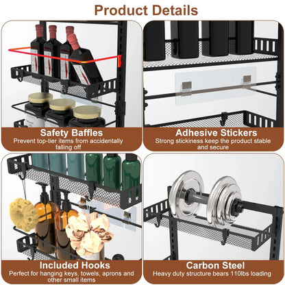 6-Tier Over-Door Pantry Organizer, 110 lb Carbon Steel-SROYAS 