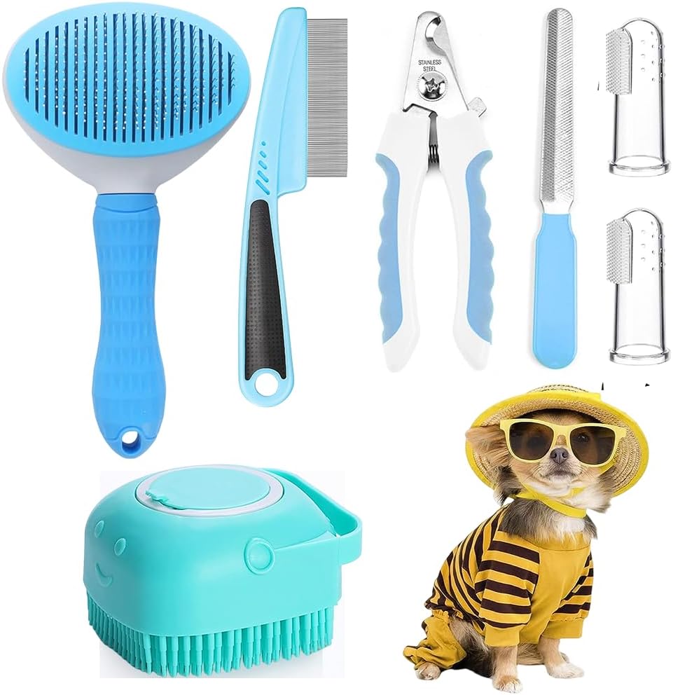 7pcs Pet Grooming Kit - Self-Cleaning & Durable Tools-SROYAS 