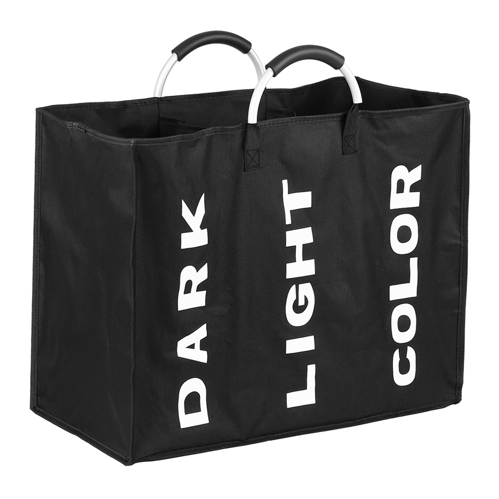 3-Section Foldable Laundry Bag | Oxford Fabric Clothes Sorter with Alloy Handle for laundry room organization and clothes storage - SROYAS