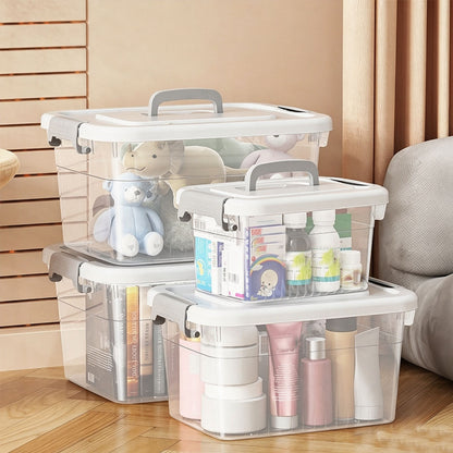 Boxes arranged for mixed household storage